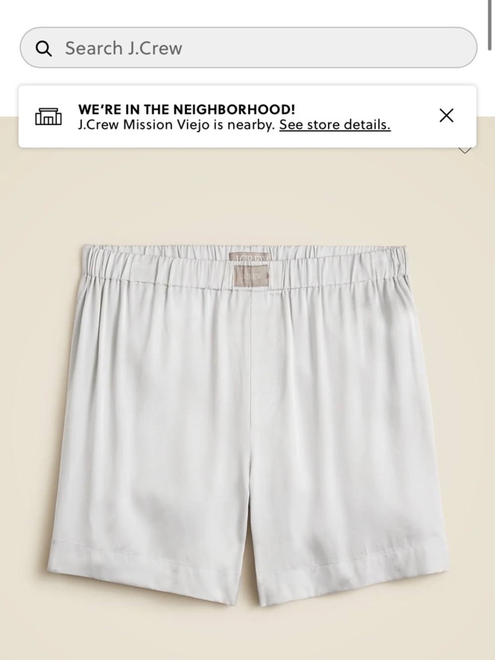 J.Crew Light Gray Satin Elastic Waist Shorts